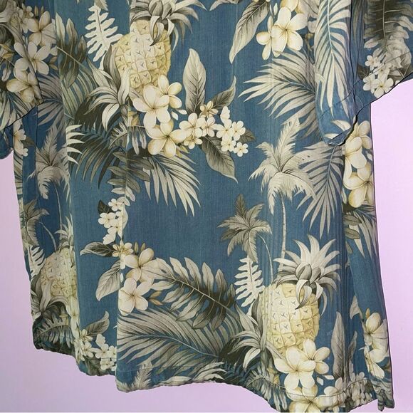 Jamaica Jaxx L Hawaiian Shirt 100% Silk Knit Short Sleeve Button Collar - Picture 7 of 7